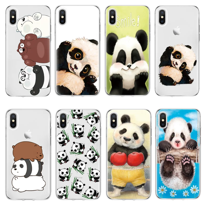 

Cute Panda For iPhone X 4 4S 5 5S 5C SE 6 S 6S 7 8 Plus For Huawei P8 P9 P10 P20 Honor 7A Pro Mate 10 Lite 2017 P Smart Case TPU