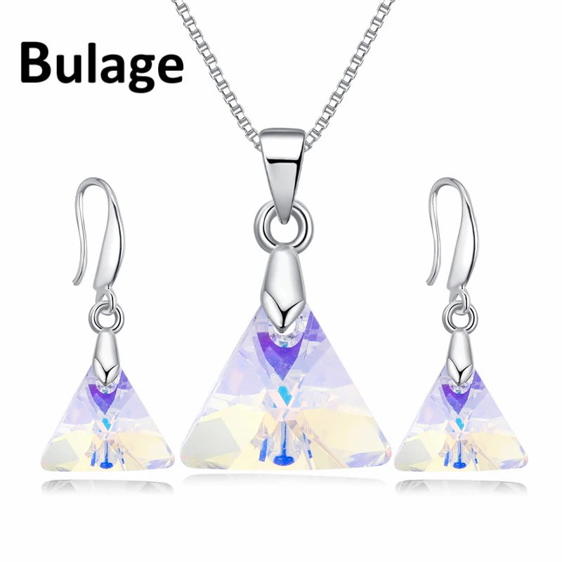 

Bulage Original Crystals From Swarovski XILION Triangle Pendant Necklaces Drop Earrings Jewelry Sets For Women Lovers Gift