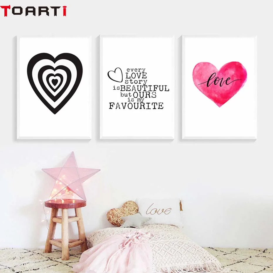Warm Love Quotes Posters Prints Love Heart Canvas Painting On The Wall For Kids Room Bedroom Nordic Home Decoration Art Pictures (5)