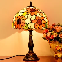 Американский Стиль Тиффани витражный Подсолнух подвесной светильник для спальни прикроватная лампа сад исследование лампа