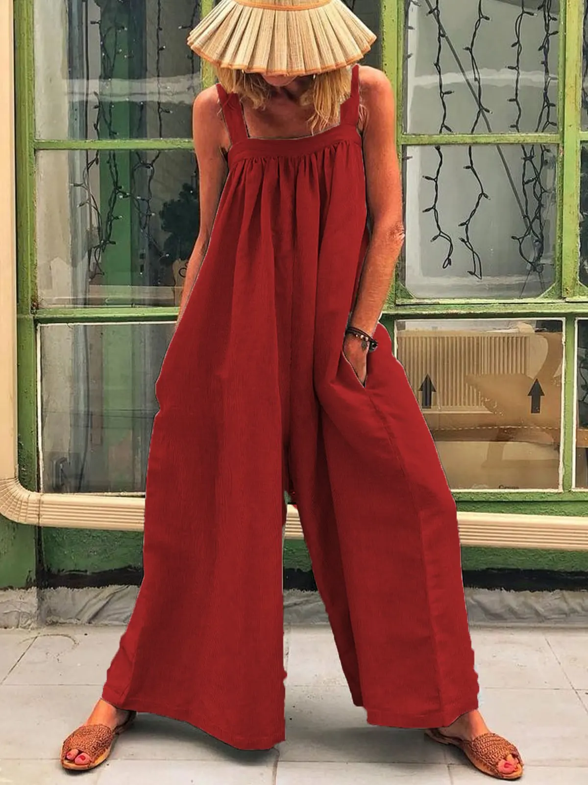 Women Loose Baggy Jumpsuit Dungarees Playsuit Romper Ladies Casual Wide Leg Trousers Summer Holiday Clothing