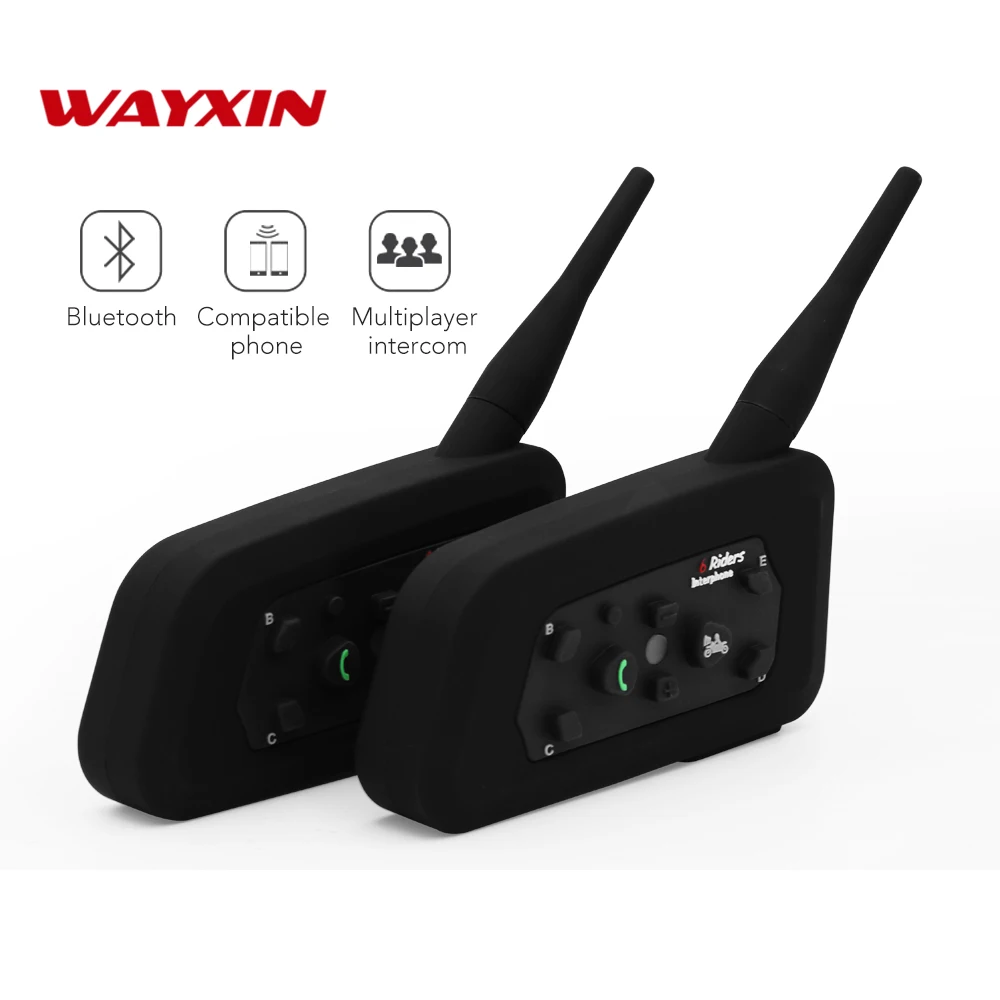 

2PCS 1200M Motorcycle Bluetooth Helmet Intercom Upto 6 Riders BT Wireless Waterproof Interphone Headsets MP3