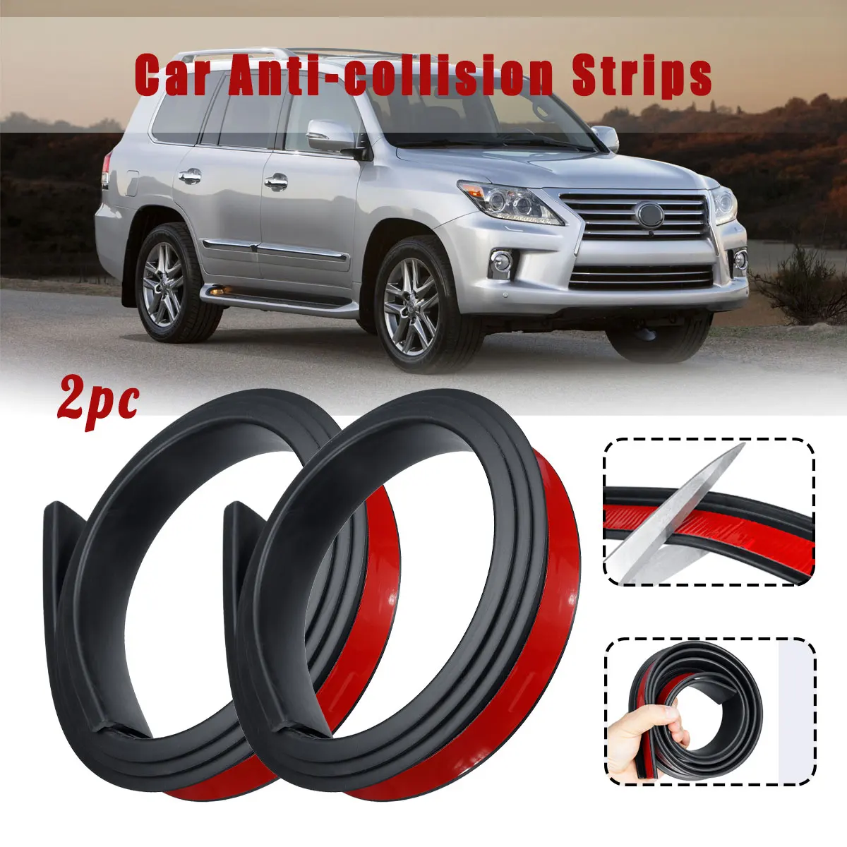 

2Pcs Universal Car Tire Wheel Brow Arch Protection Rubber Moldings Anti-collision Mudguard Wheel Protection Cover Sticker Strips