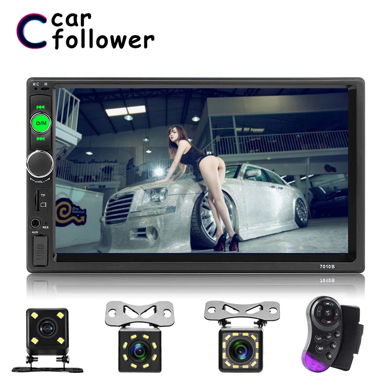 cheap Car Audio Player Bluetooth Stereo FM Radio Car MP5 7010B SD AUX USB 5V Charger Auto Electronics Subwoofer 2Din Autoradio