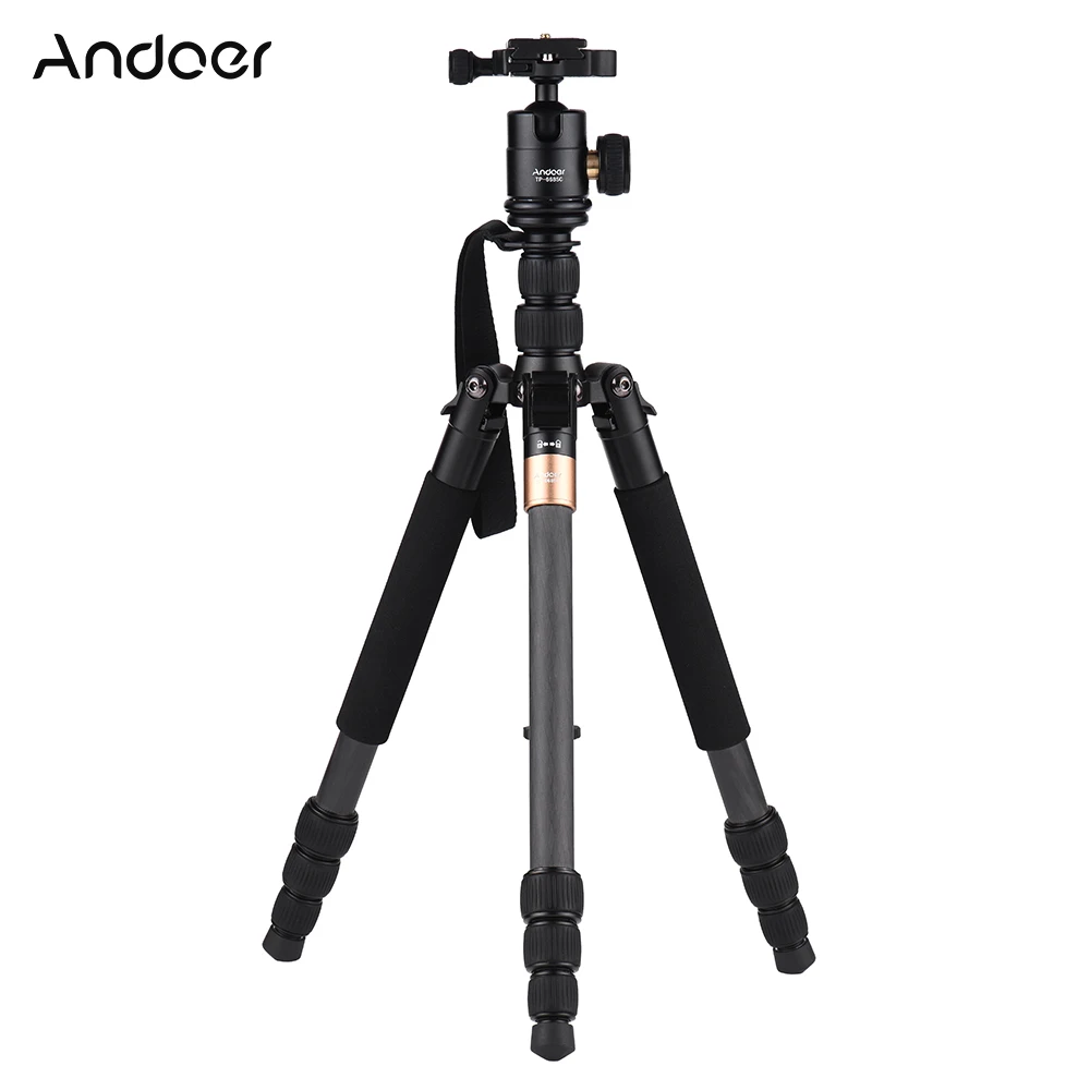 

Andoer Portable Carbon Fiber Photography Travel Tripod with Panoramic Ball Head 4-Section 1/4" Screw Mount for DSLR/ILDC Cameras
