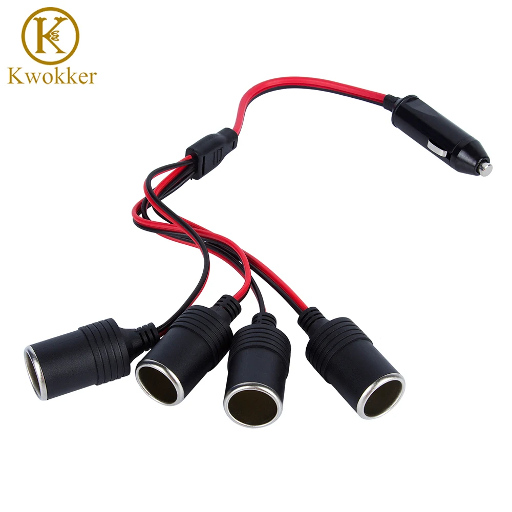 KWOKKER 4 in 1 Car Charger Cigarette Lighter Splitter Female Socket Plug Power Adapter Connector Auto Cable Input 12V 24V Socket KWOKKER 4 in 1 Car Charger Cigarette Lighter Splitter Female Socket Plug Power Adapter Connector Auto Cable Input 12V 24V Socket