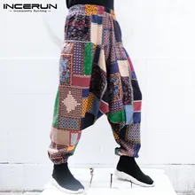 INCERUN шаровары мужские женские штаны непальского типа мешковатые брюки с низкой промежностью свободные широкие брюки хип-хоп эластичная талия плюс M-5XL мужская одежда