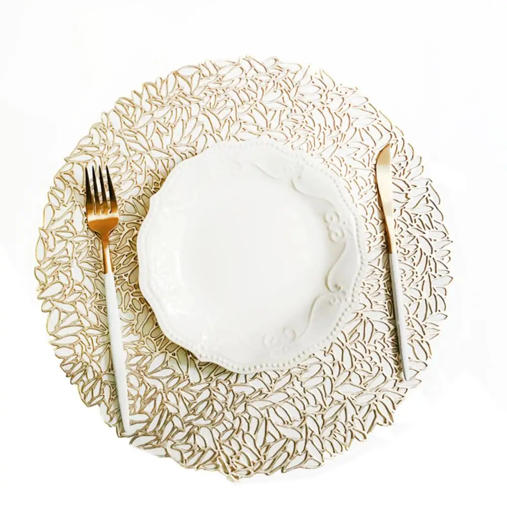 

38*38cm Placemat Kitchen Table Mat Christmas Simulation PVC Table Mat Decor Table Decoration Accessories Mats Silver/Gold