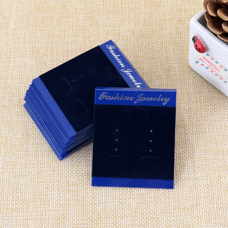 Thick Plastic Jewelry Hanging Card Tags 500PCS Blue PVC Velvet Jewelry