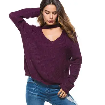 

women's clothing ladies v-neck casual knitted sweaters women sexy S-XL 5 colors pullover sweater new