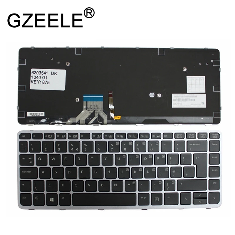 

GZEELE НОВЫЙ клавиатура с британской раскладкой для HP Elitebook Folio 1040 G1 1040 G2