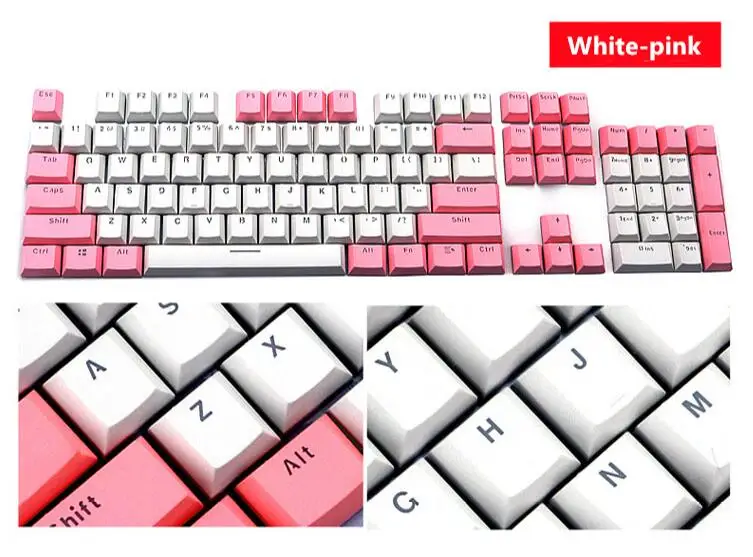 white-pink DIY геймерские игровые колпачки для клавиш 104 стандартная механическая клавиатура умная комбинация двухцветная клавиатура - Цвет: white-pink