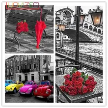 LUOVIZEM Diamond Embroidery Flowers Pattern 5D DIY Diamond Painting Pictures of Rhinestones Diamond Mosaic Cross Stitch Rose 