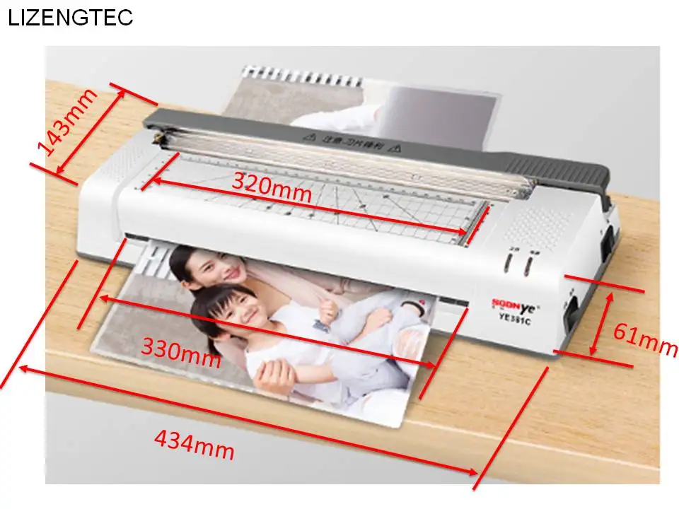 LIZENGTEC дизайн многофункциональный и холодный с бумажным триммером и угловым округлым валом ламинатор машина для A3 и A4 бумаги фото