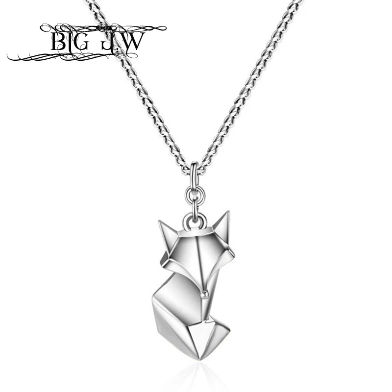 

BIG J.W Animal Necklace Women S925 Sterling Silver Lovely Silver Chain Jewellery Cute Fox Pendant Delicate Necklaces & Pendants