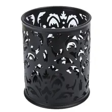 SOSW-металлическая подставка для ручек полый цветочный узор Круглый