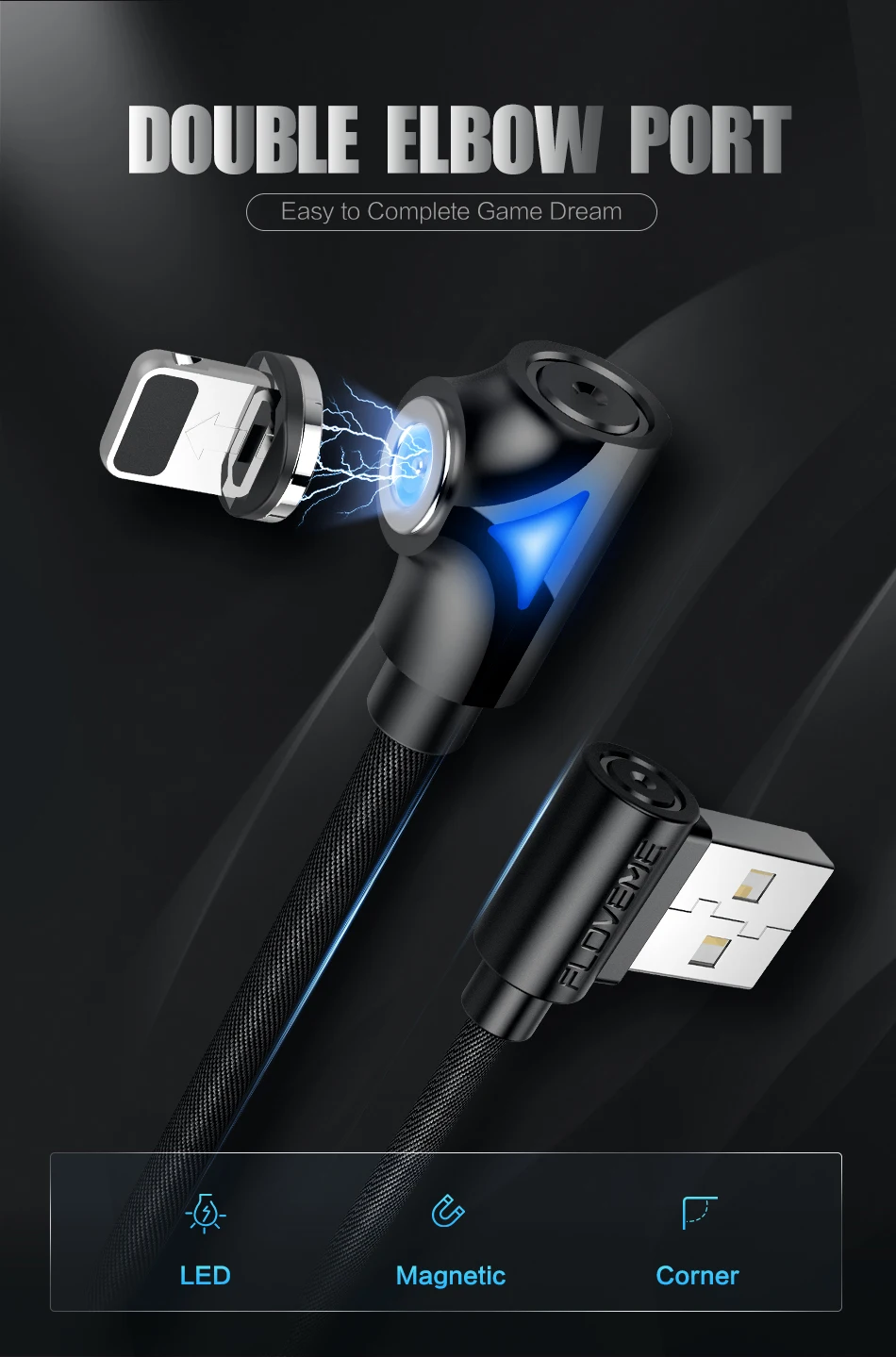 3 в 1 для Lightning Micro type C светодиодный дисплей USB Угловой магнит зарядное устройство для Iphone samsung Xiaomi HUAWEI 2A безопасно зарядное устройство кабель