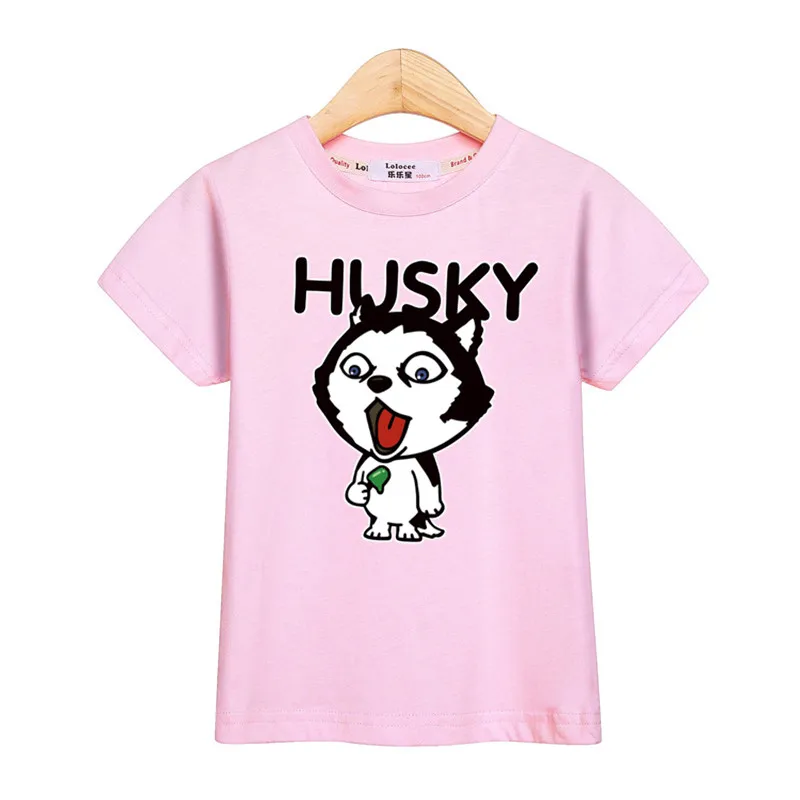 Get you fashion baby boys tops cute huskies kids clothes girls fashion t-shirt cartoon dog print kid tees summer cotton shirt - Цвет: Pink1