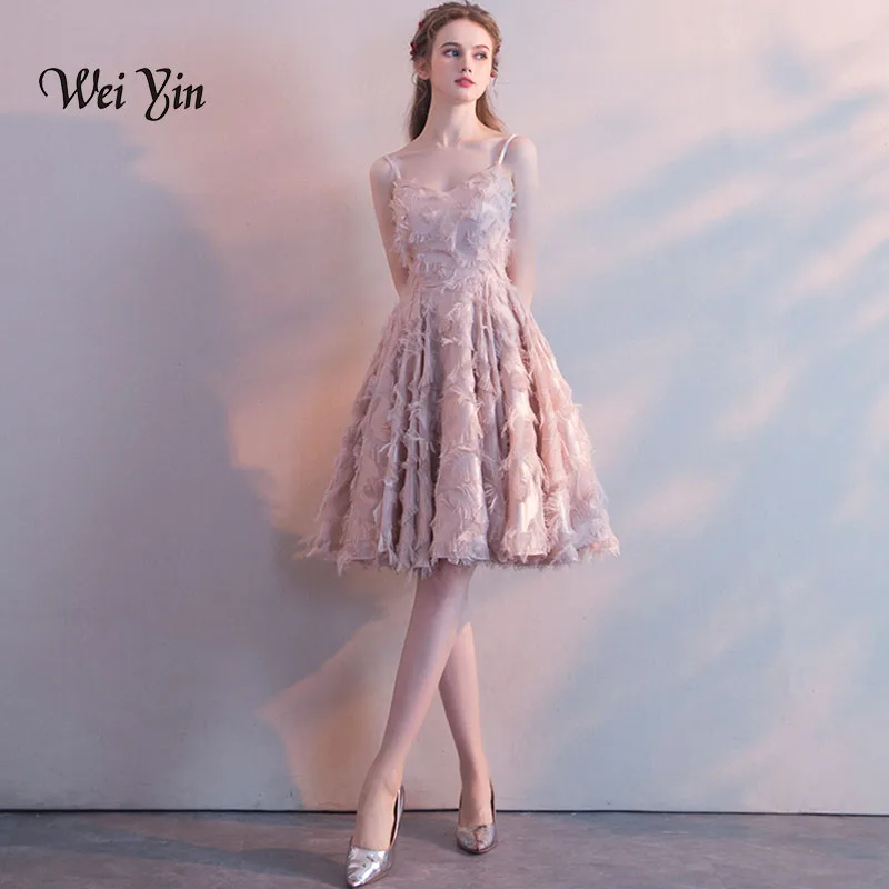 Weiyin Lace Cocktail Dresses Women Elegant V Neck Summer Cocktail