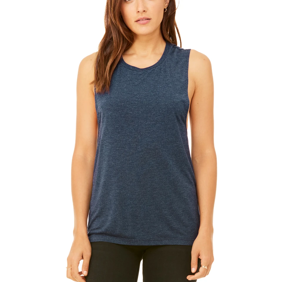 Bella Plus Canvas B8803-Heather Navy-2X Womens Flowy Scoop Muscle Tank Heather Navy - 2X (1)