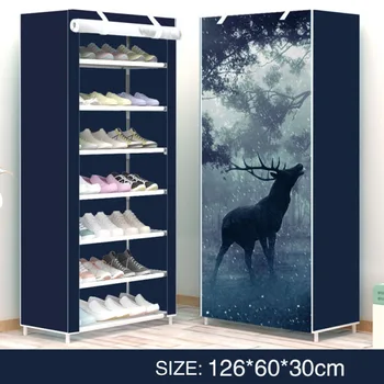 

modern style Elk Shoe rack print Deformable Multi Layer Nonwovens Easy Assemble Shelf Shoe cabinet Doorway Organizer For Shoes