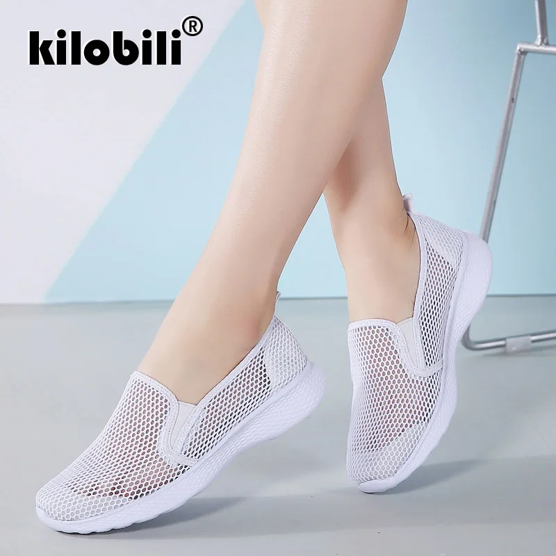 Kilobili/2019 г. Летняя женская обувь женские дышащие сетчатые кроссовки балетки на
