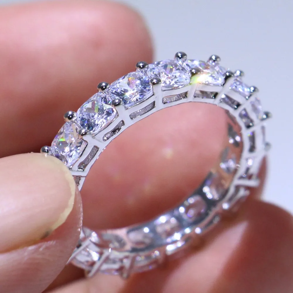 Сверкающие Роскошные ювелирные изделия стерлингового серебра 925 пробы Мульти Стиль 5A кубического циркония кольцо "Принцесса" Вечность женщин обручальное кольцо подарок