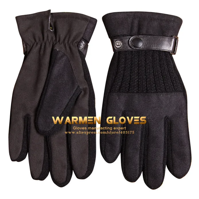 Warmen Men's Touchscreen Texting Gloves Genuine Leather Belt Super Warm Glovestexting gloves