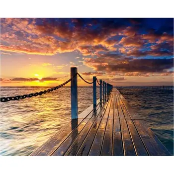 

Full Diamond Embroidery Pier scenery 5D Diy Diamond Painting cross stitch Resin Stone Pasted Picture Children Birthday Gift