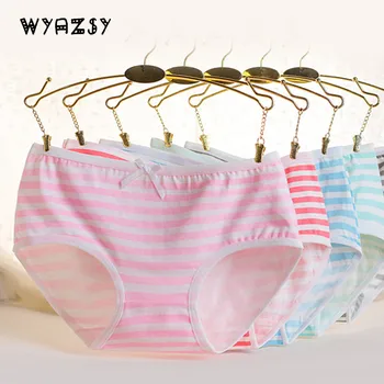 

Cute Cotton Women's Briefs Sexy Low-waist Panties Striped Candy Color Ladies Briefs Ladies Cotton Briefs Underwear Wholesale New