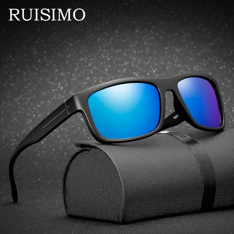 

Brand retro Polarized Sunglasses Polaroid Square male Men All Black oversized big sun Glasses for men Women sun glasses