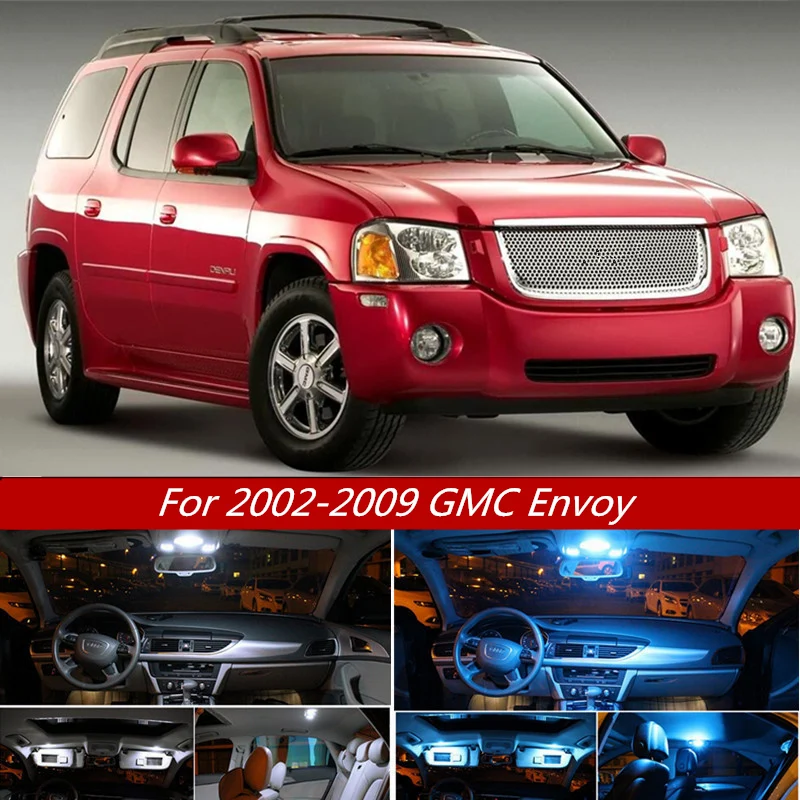 

11Pcs White Ice Blue Canbus LED Lamp Car Bulbs Interior Package Kit For 2002-2009 GMC Envoy Map Dome Trunk Plate Light 12v