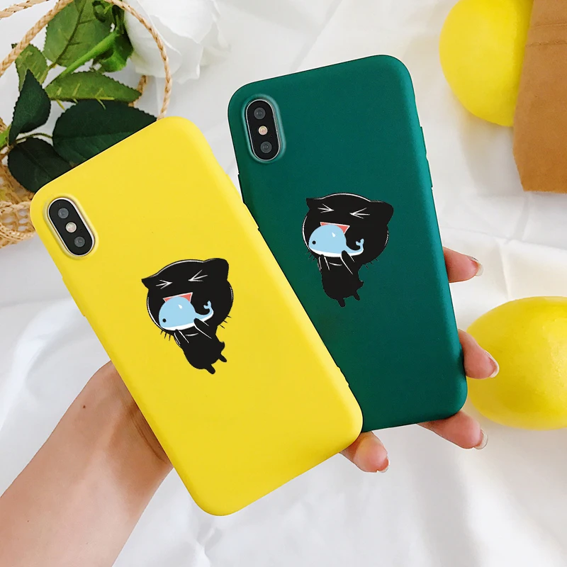 

Cat eat Moby Dick Lunch Silicone TPU Cases for iphone 6 6S 7 8 Plus 5 5s SE Candy Soft Back Cover For iPhone X XR XS MAX