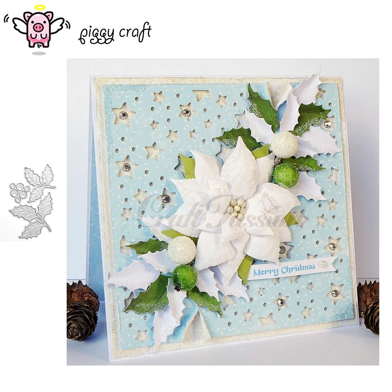 

Piggy Craft metal cutting dies cut die mold Christmas leaf decoration Scrapbook paper craft knife mould blade punch stencils die