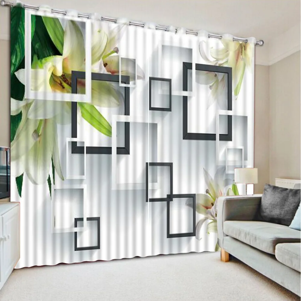 

Custom any size curtains for window living room 3d stereoscopic flower rose custom curtains patterned window curtains
