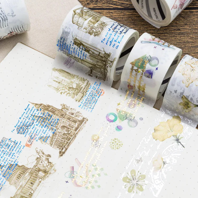 

Creative City Dream Flowers Blooming Gilding Oil Washi Tape Adhesive Tape DIY Scrapbooking Sticker Label Masking Tape