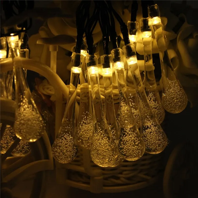 Msing 480CM Solar Powered 20 LED String Light Christmas Icicle Lights Raindrop LED Fairy Lights For