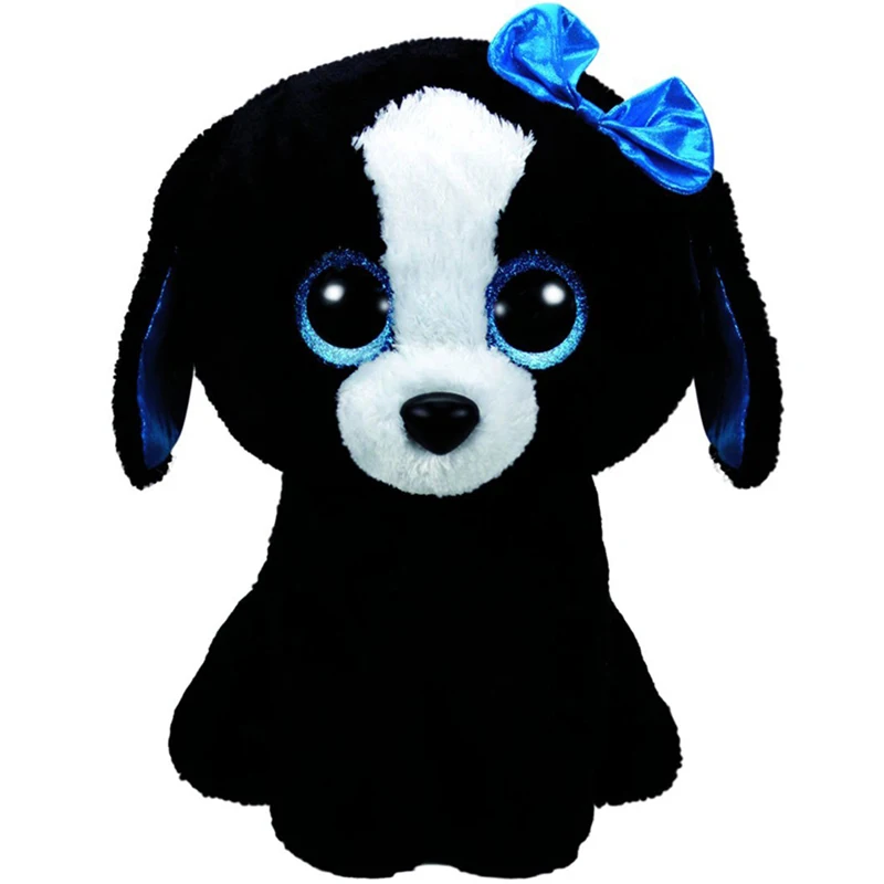 Ty Beanie мягкие и плюшевые животные Трейси черный/игрушка белая собака кукла 15 см