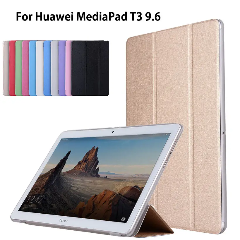 Funda para Huawei MediaPad T3 10 AGS-L09 AGS-L03 9,6 pulgadas, Funda para  tableta de cuero PU, abatible, plegable, con soporte - AliExpress