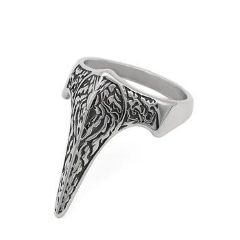 

Men 316L stainless steel norse Viking amulet wiccan raven pagan ring with gift bag