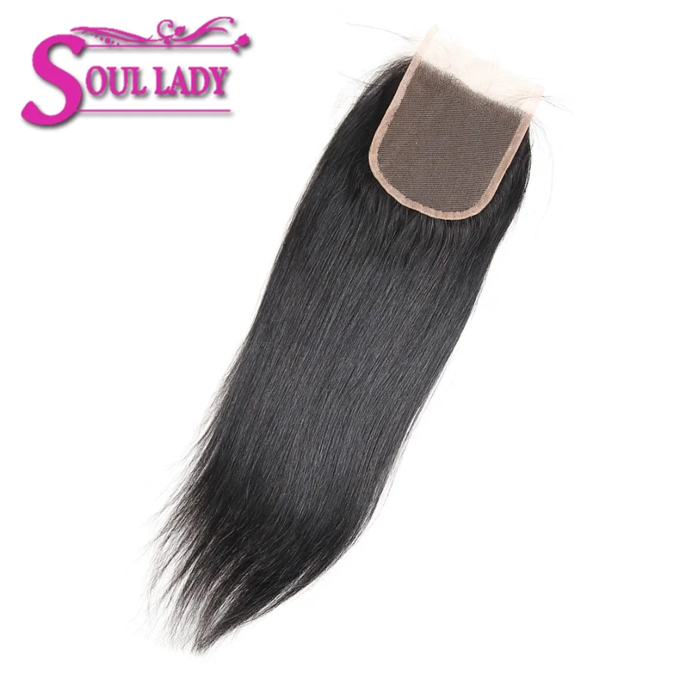 Soul Lady Hair продукты Бразильские прямые кружева закрытие натуральный цвет 8-20 дюймов 4x4 швейцарские кружева не Реми волосы