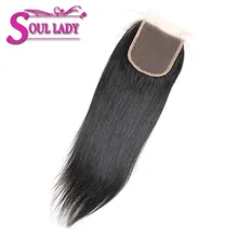 Soul Lady Hair продукты Бразильские прямые кружева закрытие натуральный цвет 8-20 дюймов 4x4 швейцарские кружева не Реми волосы
