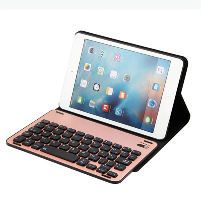 For iPad mini Bluetooth Keyboard Leather Case Metal Smart Keyboard Cover Wireless keyboard for ipad mini1/ mini2/ Mini3/Mini4