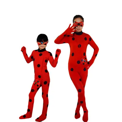 Ladybug Cosplay Costume Girls Women Halloween Kids / Adult Jumpsuits Lycra Zentai + Blinder Bag |