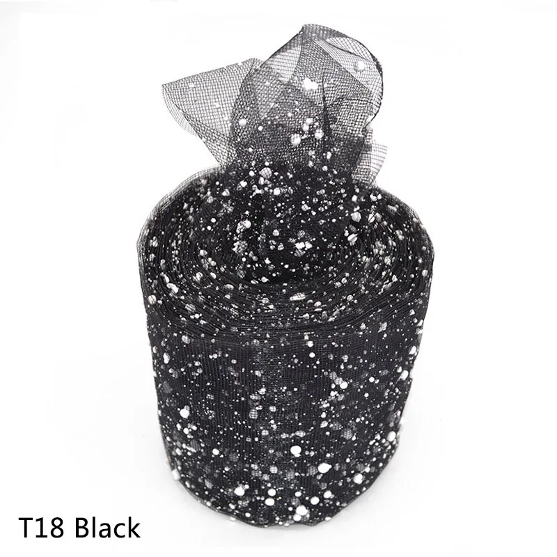 1 рулон, 15 см* 20 ярдов, искусственный рисунок, снежинка, тюль, органза, для цветочной упаковки, свадебные украшения, товары для украшения стола, 7 - Цвет: T18 Black
