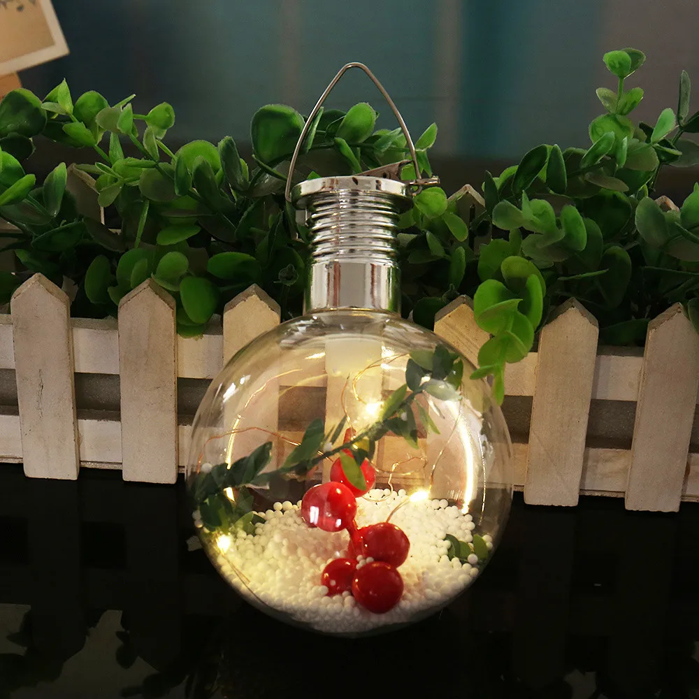 Solar Powered Christmas Copper Wire Suspension Bottle Decoration Light Outdoor Sun Copper Wire Spherical Bulb Suspension Lamp