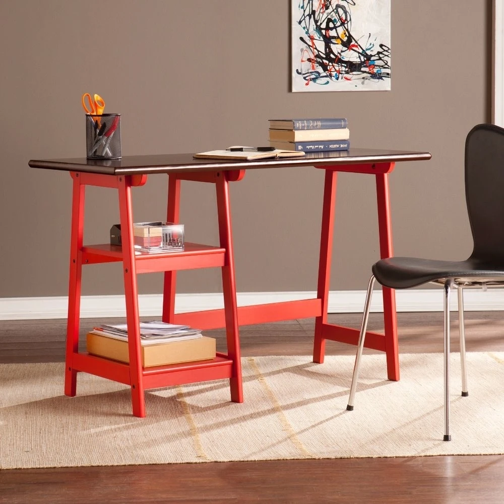 Langston Desk - Red/Espresso