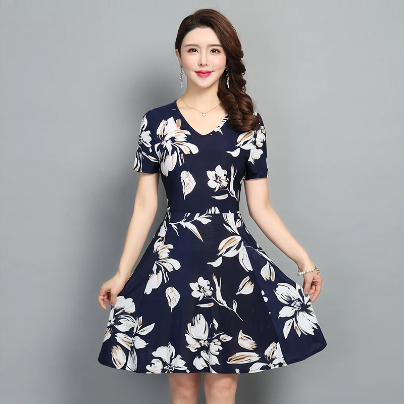 2019 Fashion Bohemian Style Clothes Women Floral Print Short Sleeve V Neck Slim Casual Sundress Plus Size S-5XL Beach Dress 2019 Fashion Bohemian Style Clothes Women Floral Print Short Sleeve V Neck Slim Casual Sundress Plus Size S-5XL Beach Dress