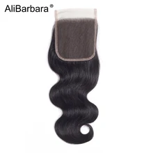 Продукты для волос alibbara 4*4 закрытие шнурка перуанские объемные волнистые человеческие волосы Remy свободная часть 120% плотность натуральный цвет 8-20 дюймов