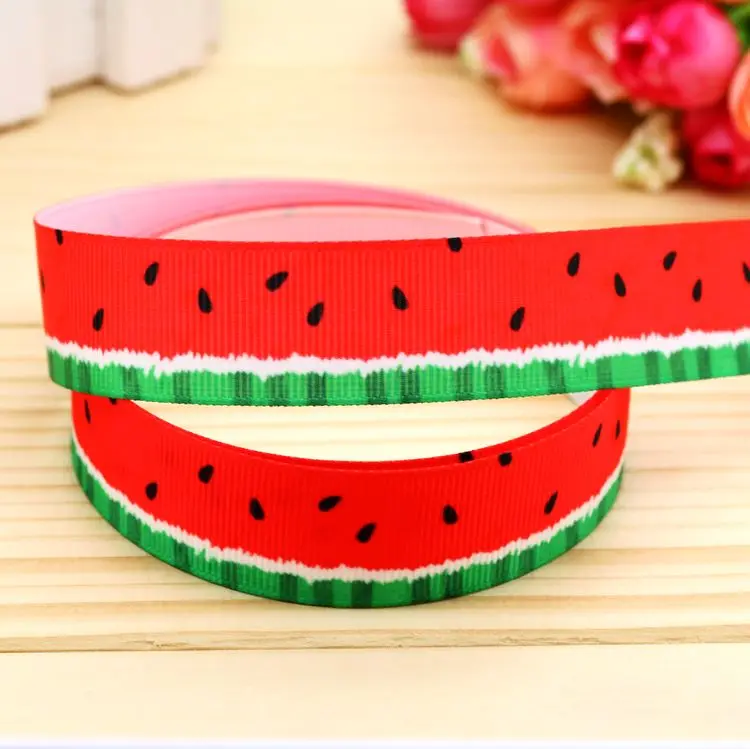 

DHK 7/8'' 5yards watermelon printed grosgrain ribbon headwear hair bow diy party decoration OEM Wholesale 22mm C896
